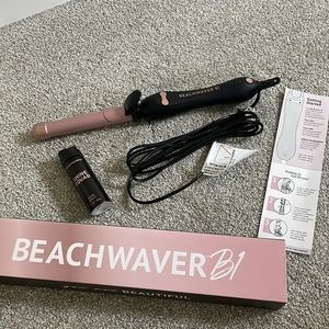 Brand new BEACHWAVER B1 ROTATING CURLING IRON - MIDNIGHT ROSE and shine spray